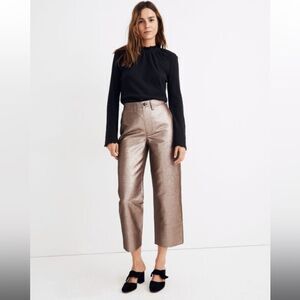 Madewell Slim Emmett Wide Leg Crop Pants in Metallic Brown Size 31 Size 10